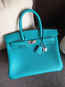 Hermes original togo leather birkin 35 bag H35-1 bright blue