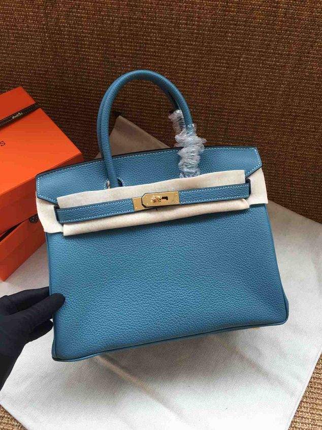 Hermes soft calf leather birkin 35 bag H35-5 blue 