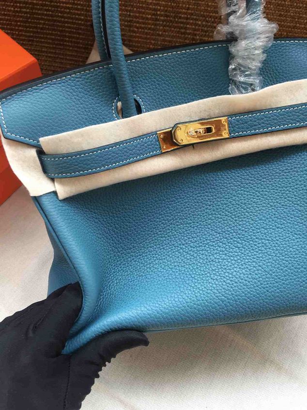 Hermes soft calf leather birkin 25 bag H25-5 blue