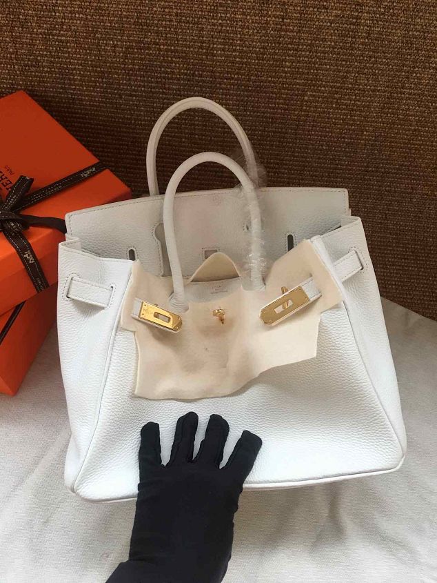 Hermes soft calf leather birkin 25 bag H25-5 white