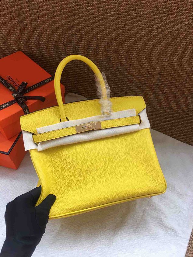 Hermes soft calf leather birkin 35 bag H35-5 yellow