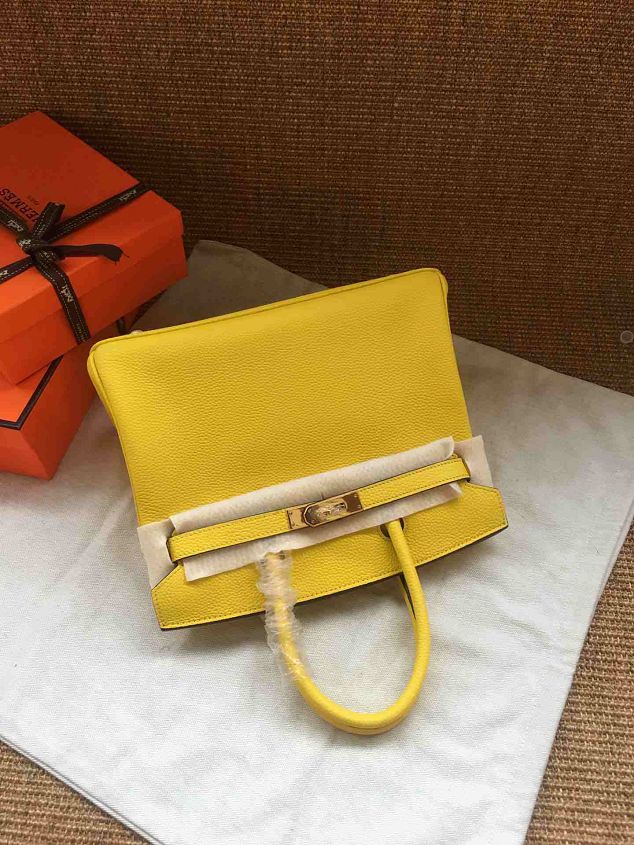 Hermes soft calf leather birkin 25 bag H25-5 yellow