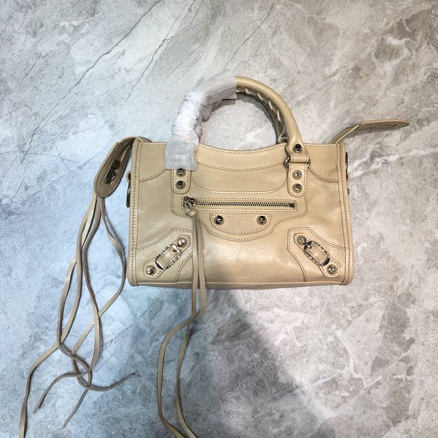 2020 Balenciaga original aged calfskin mini city bag 300295 apricot