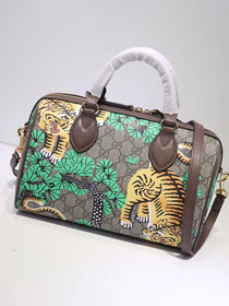 2020 GG original supreme canvas tiger small top handle bag 409529 green