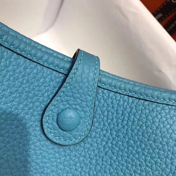 Hermes original togo leather mini evelyne tpm 17 shoulder bag E17 blue de nord
