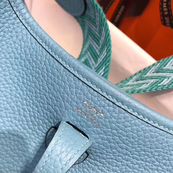 Hermes original togo leather mini evelyne tpm 17 shoulder bag E17 blue de nord