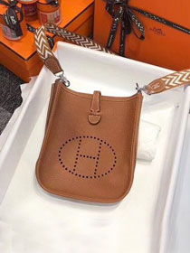 Hermes original togo leather mini evelyne tpm 17 shoulder bag E17 caramel