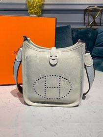 Hermes original togo leather mini evelyne tpm 17 shoulder bag E17 white