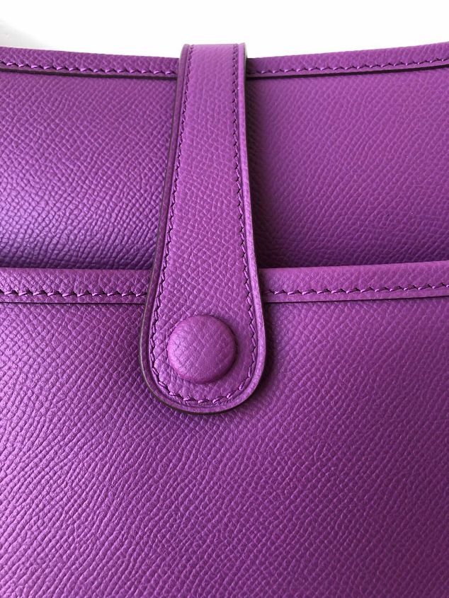 Hermes original epsom leather evelyne pm shoulder bag E29 purple