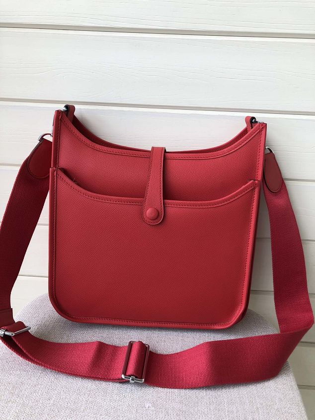 Hermes original epsom leather evelyne pm shoulder bag E28-2 red