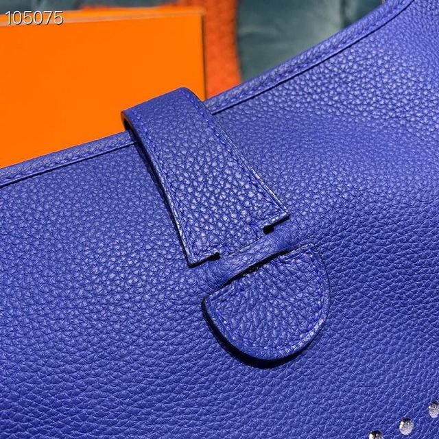 Hermes original togo leather evelyne pm shoulder bag E28 electric blue
