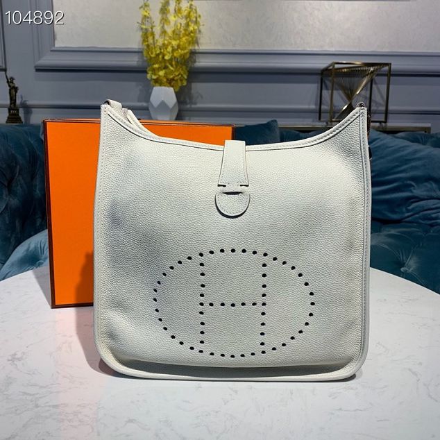 Hermes original togo leather evelyne pm shoulder bag E29 white