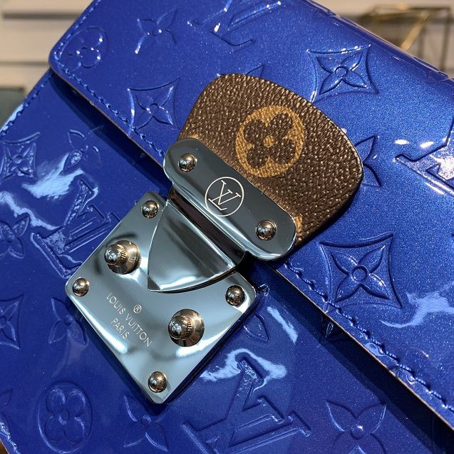 louis vuitton original vernis leather spring street bag m90374 blue