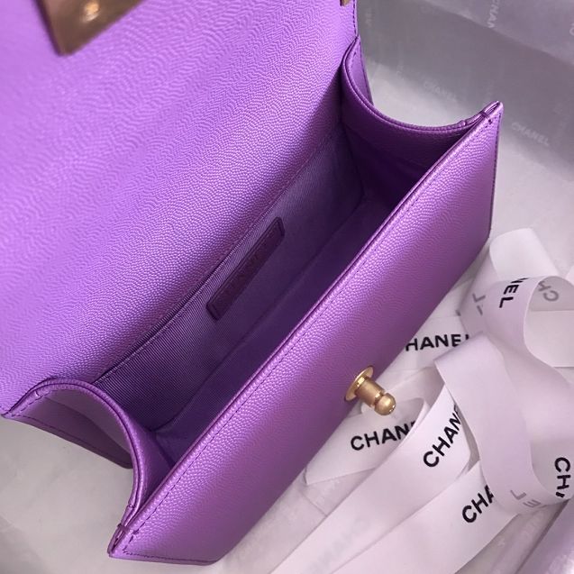 CC original grained calfskin small boy handbag A67085-2 light purple