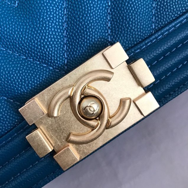 CC original grained calfskin small boy handbag A67085-2 turquoise