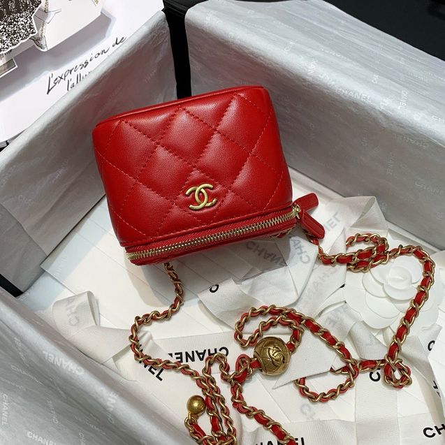 2020 CC original lambskin small box with chain AP1447 red