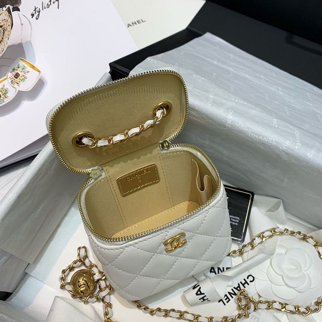 2020 CC original lambskin small box with chain AP1447 white