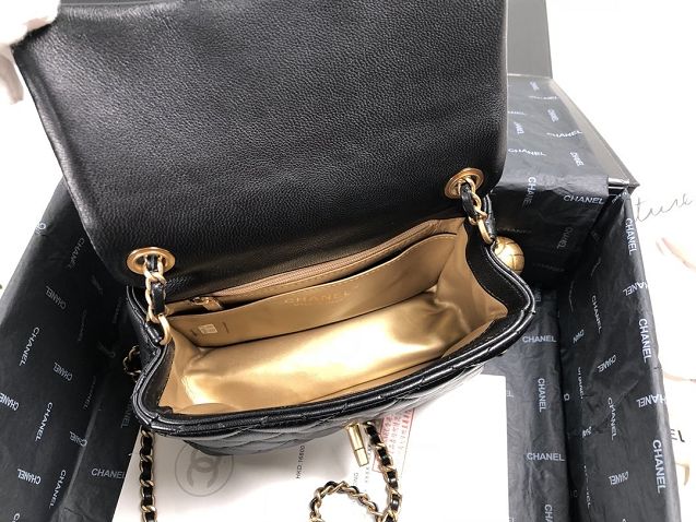 2020 CC original lambskin small flap bag AS1786 black