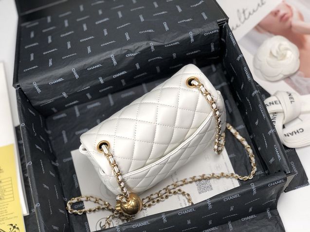 2020 CC original lambskin small flap bag AS1786 white