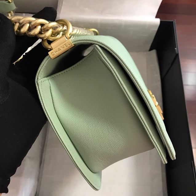 CC original grained calfskin boy handbag A67086-2 light green