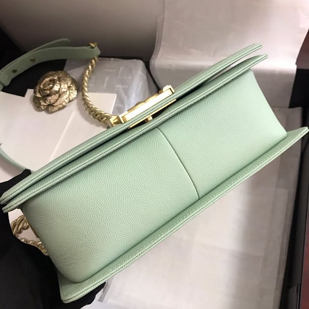 CC original grained calfskin boy handbag A67086-2 light green