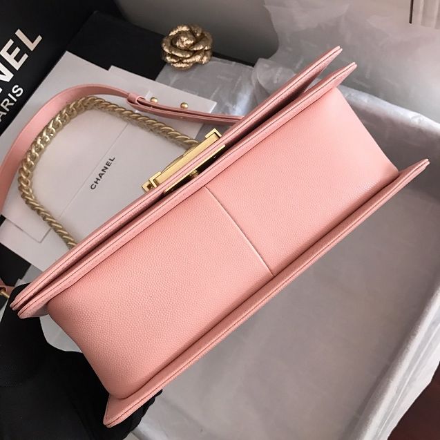 CC original grained calfskin boy handbag A67086-2 light pink