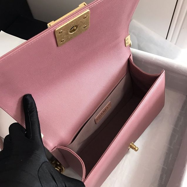 CC original grained calfskin boy handbag A67086-2 pink