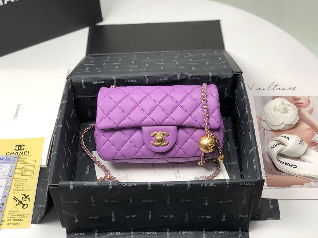 2020 CC original lambskin flap bag AS1787 purple