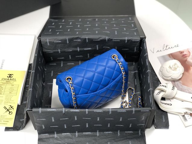 2020 CC original lambskin small flap bag AS1786 blue