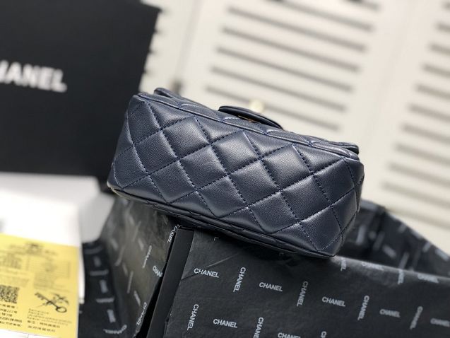 2020 CC original lambskin small flap bag AS1786 navy blue