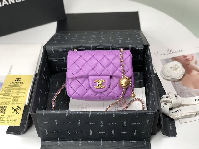 2020 CC original lambskin small flap bag AS1786 purple