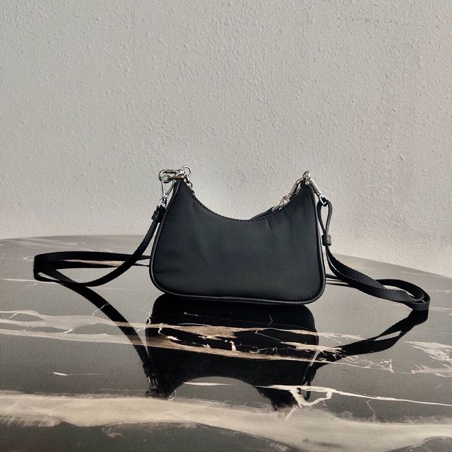 Prada original nylon mini hobo bag 1TT122 black