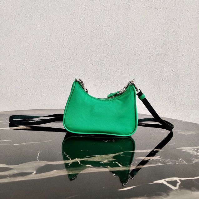 Prada original nylon mini hobo bag 1TT122 green