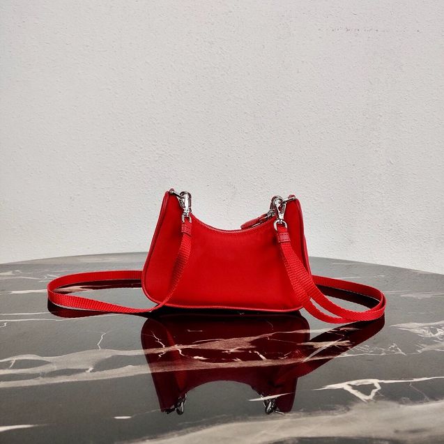 Prada original nylon mini hobo bag 1TT122 red