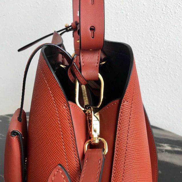 Prada original saffiano leather matinee small handbag 1BA251 caramel