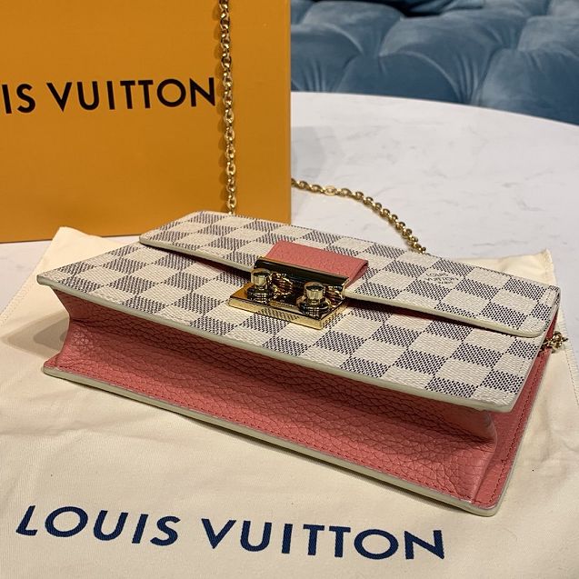 Louis vuitton original damier azur croisette chain wallet N60358 pink