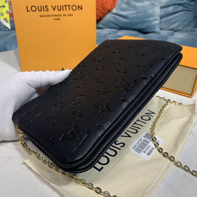 Louis vuitton original monogram calfskin double zip pochette M63919 black