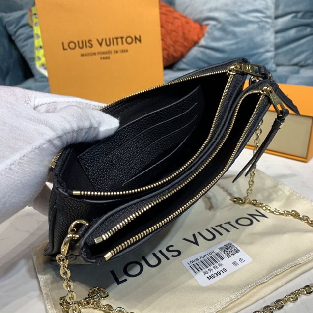 Louis vuitton original monogram calfskin double zip pochette M63919 black