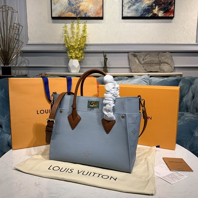 louis vuitton original calfskin on my side tote bag M56078 light blue