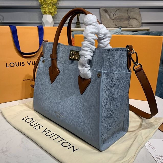 louis vuitton original calfskin on my side tote bag M56078 light blue