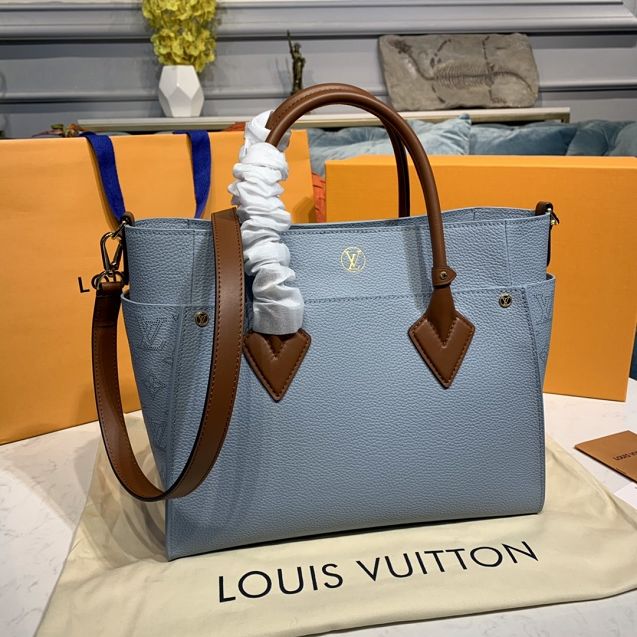 louis vuitton original calfskin on my side tote bag M56078 light blue