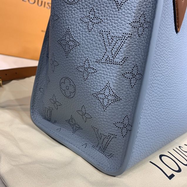 louis vuitton original calfskin on my side tote bag M56078 light blue