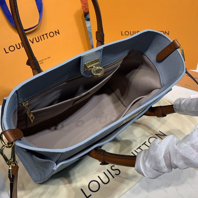 louis vuitton original calfskin on my side tote bag M56078 light blue