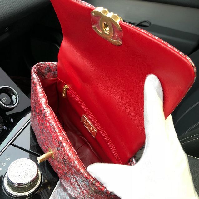2020 CC original python leather 19 flap bag AS1160 red