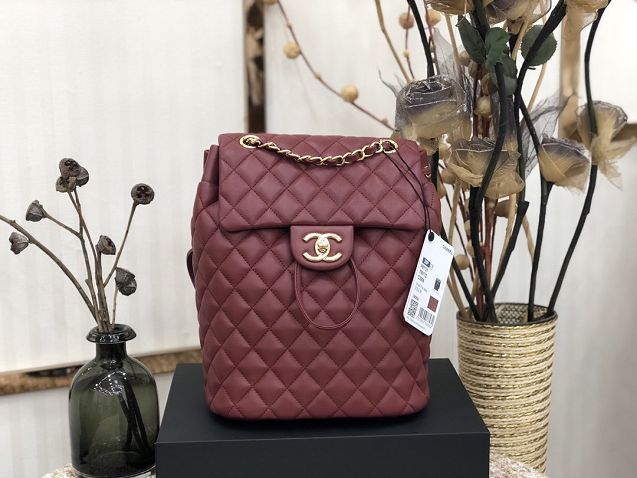 CC original lambskin medium backpack A91121 wine red