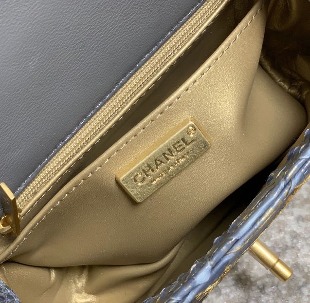 CC original python leather small flap bag AS1786 dark grey&gold