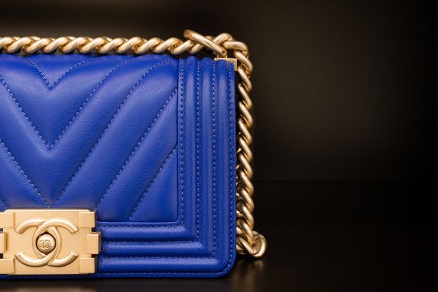 CC original customized lambskin small boy handbag A67085-2 blue