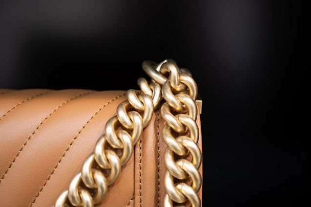 CC original customized lambskin boy handbag A67086-2 caramel