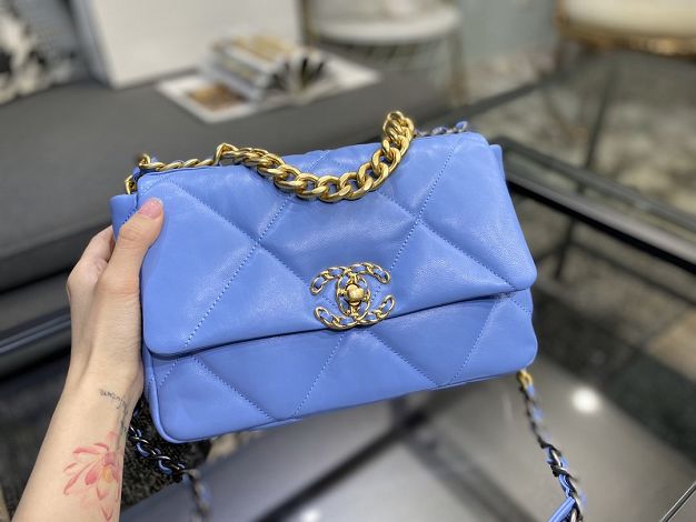 2020 CC original lambskin 19 flap bag AS1160 blue