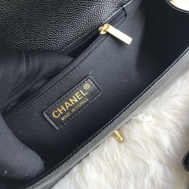CC original grained calfskin large boy handbag 67087 black(bright gold)